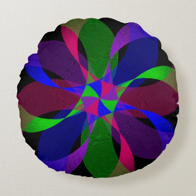 Almofada Redonda 3D 2D Travesseiro redondo híbrido geométrico (Frente)