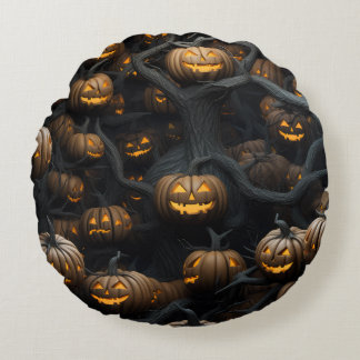 Almofada Redonda 3d halloween pumpkins pattern