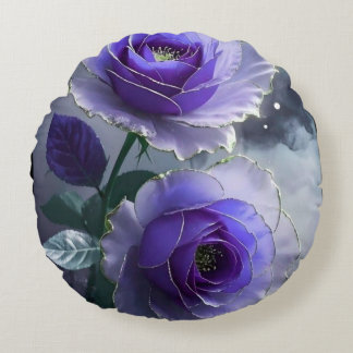 Almofada Redonda 3D Royal Blue Rose Illusion Luxury Round Pillow 