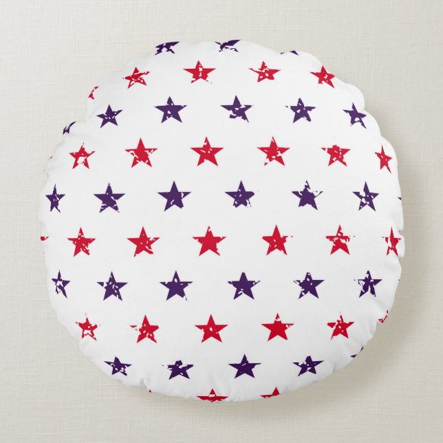 Almofada Redonda 4º de julho Stars Grunge Abstrato Seamless Pattern (Frente)