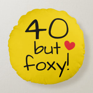 Almofada Redonda 40 mas Reversible foxy do aniversário das pessoas
