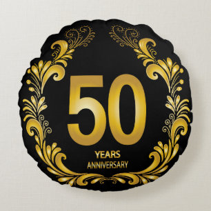 Almofada Redonda 50 Anos Dourado Glitter Aniversário