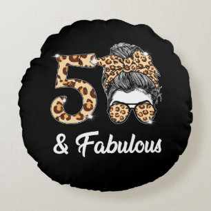 Almofada Redonda 50 anos Fabulosa Brun Leopard 50º Nascimento