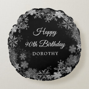 Almofada Redonda 90 Birthday Gift Winter Wonderland Snowflake