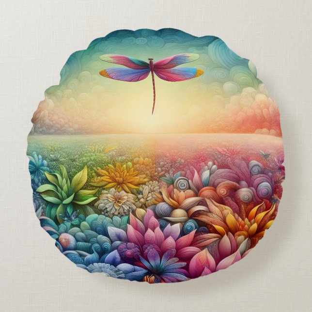 Almofada Redonda A dança do Dragonfly (Frente)