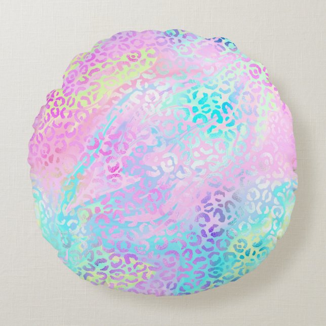 Almofada Redonda A Design 10 da Série Leopardo Iridescente (Frente)