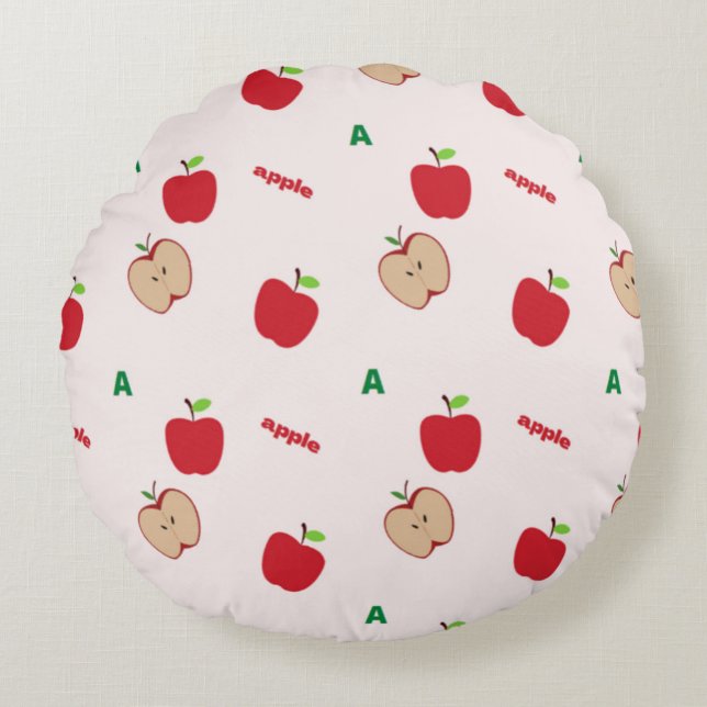 Almofada Redonda A é para maçã rosa (Frente)