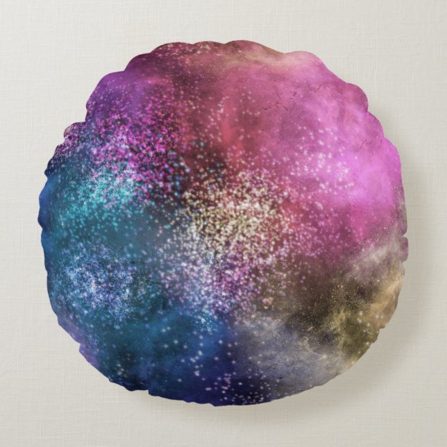 Almofada Redonda A Galáxia Colorida (Frente)