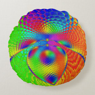 Almofada Redonda a heart with a psychedelic and colorful style