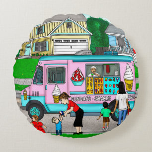 Almofada Redonda A Hot Summer Day A Whimsical Illustration