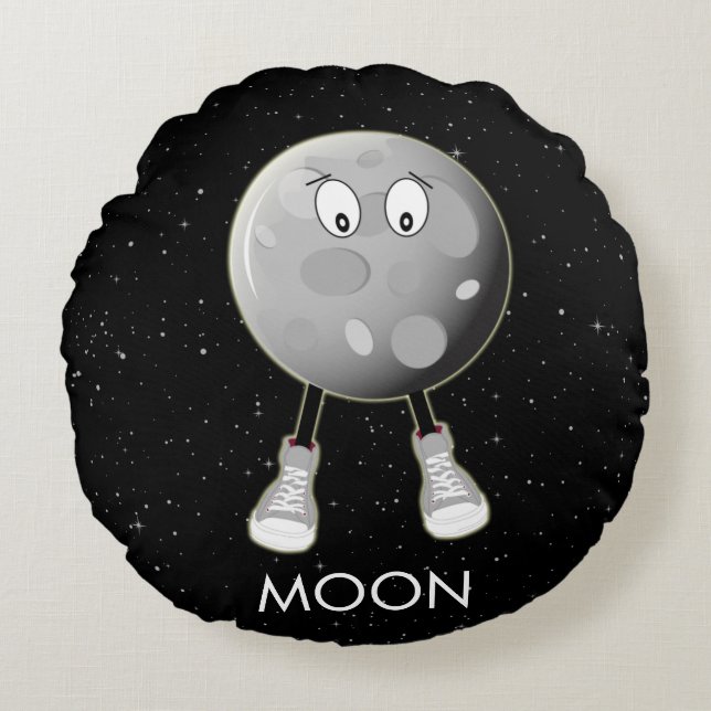 Almofada Redonda A Lua e as Estrelas no Espaço (Frente)
