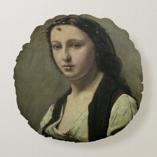 Almofada Redonda A mulher com a pérola, c.1842 (Frente)