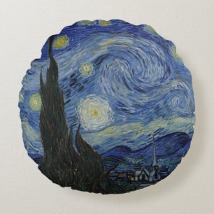 Almofada Redonda A Noite Estrelada, pintura a óleo, Vincent Van Gog