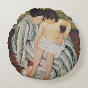 Almofada Redonda A Pintura do Banho de Mary Cassatt Child