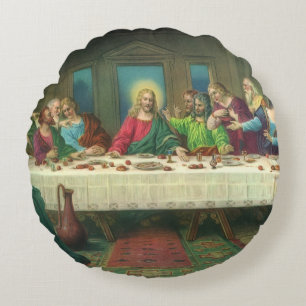 Almofada Redonda A Última Ceia Originalmente por Leonardo da Vinci