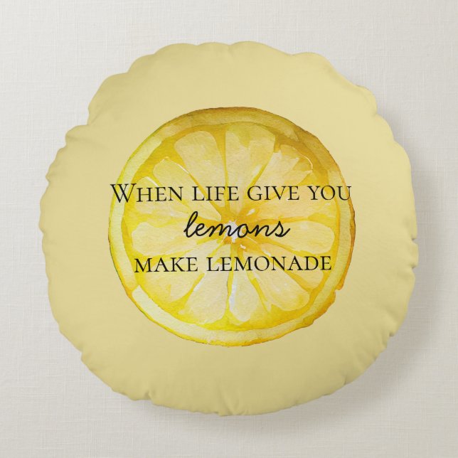 Almofada Redonda A Vida Branca Te Dá Uma Citação De Limões (Frente)