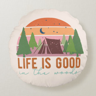 Almofada Redonda A vida é boa na floresta