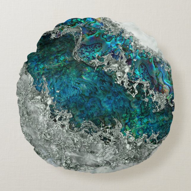 Almofada Redonda Abalone Shell Pearl e Prata 2 (Frente)