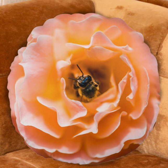 Almofada Redonda Abeja Floral (Criador carregado)