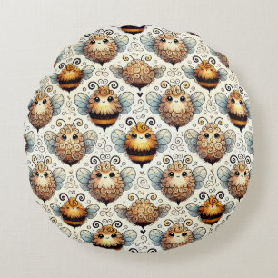 Almofada Redonda Abeja fofa e cartoonizada