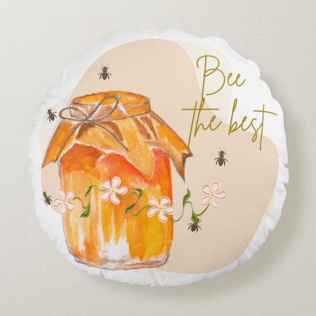 Almofada Redonda abelha o melhor (Frente)