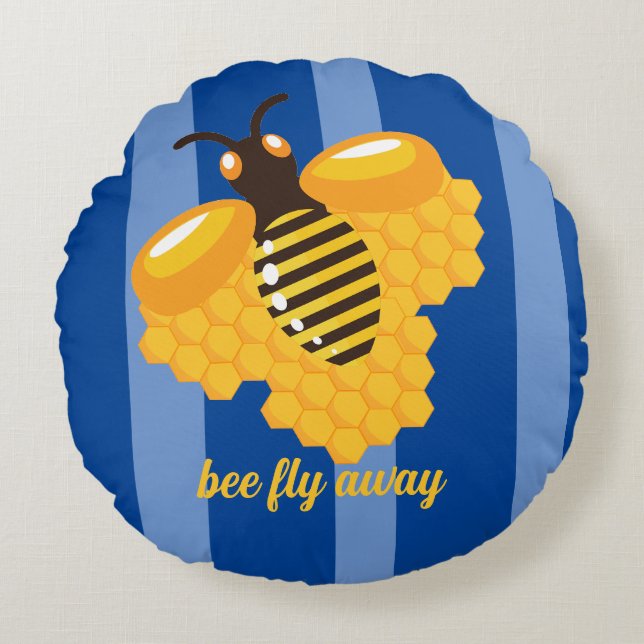 Almofada Redonda abelha voar para longe (Frente)