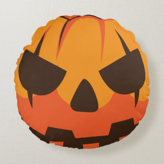 Almofada Redonda Abóbora Jack o Lantern de Halloween