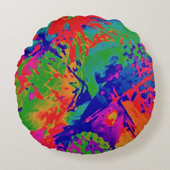 Almofada Redonda Absract Punk Rock Design (Frente)