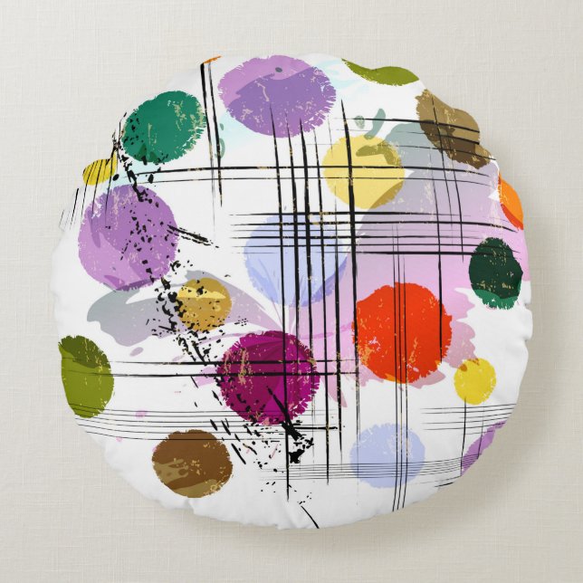 Almofada Redonda abstract background pattern, with circles, lines,  (Frente)