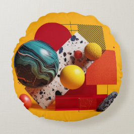 Almofada Redonda Abstract geometric colorful composition 