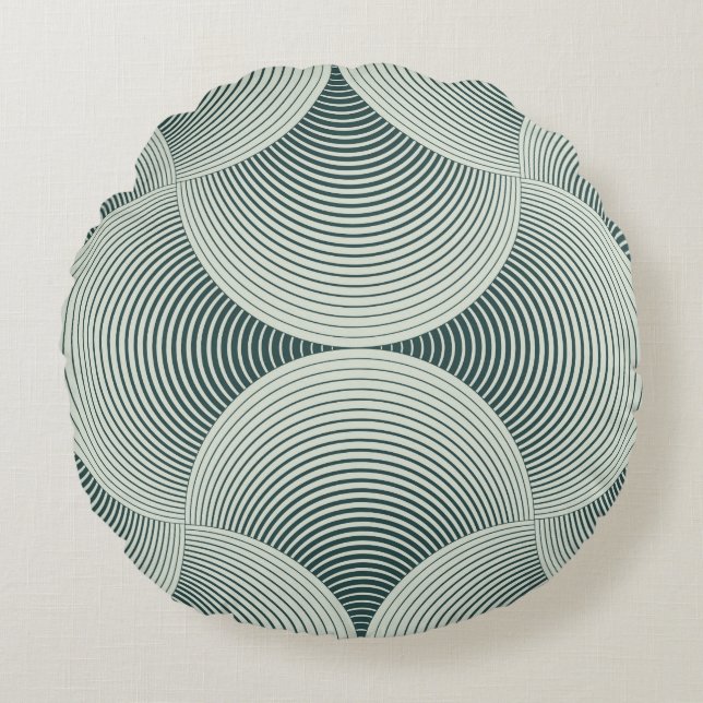 Almofada Redonda Abstract ornate geometric petals grid background.  (Frente)