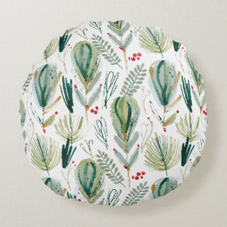 Almofada Redonda Abstract Scandinavian Christmas Foliage Sage Green