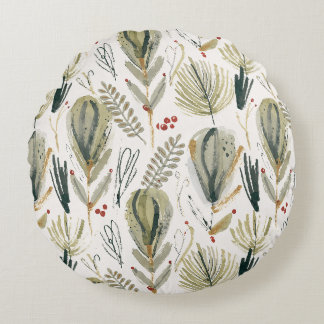 Almofada Redonda Abstract Scandinavian Christmas Foliage Sage Green