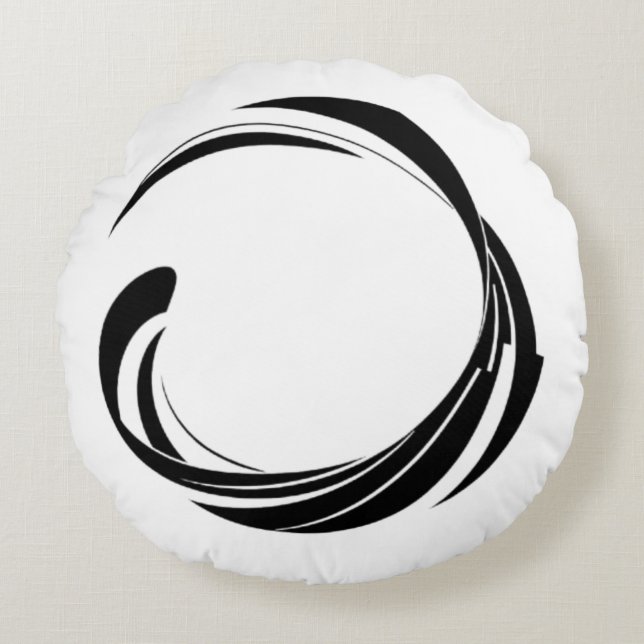 Almofada Redonda Abstract Swirl Circle Design – curved ring artwork (Frente)