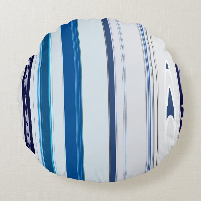 Almofada Redonda Abstract Symphony in Blue 5 (Vertical Lines) (Frente)