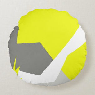 Almofada Redonda Abstrato Art Energy Yellow Cinza