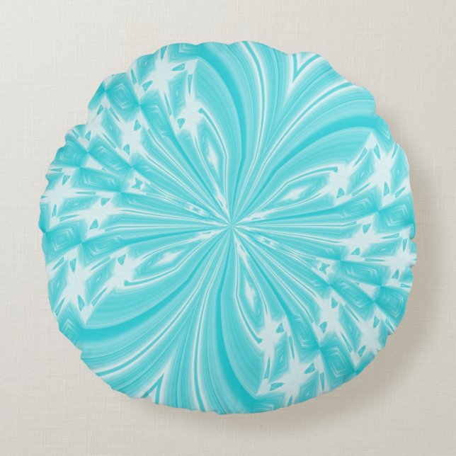Almofada Redonda Abstrato Butterfly Aqua Round Travesseiro decorati (Frente)