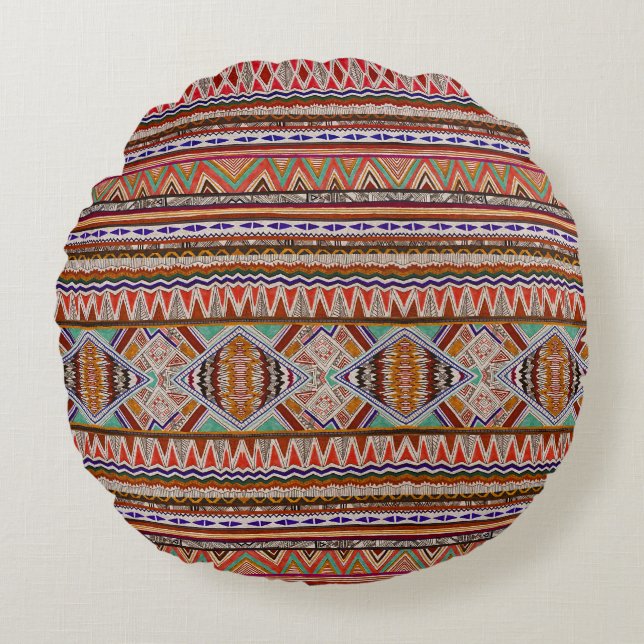 Almofada Redonda Abstrato Colorido: Plano de fundo sem costura. (Frente)