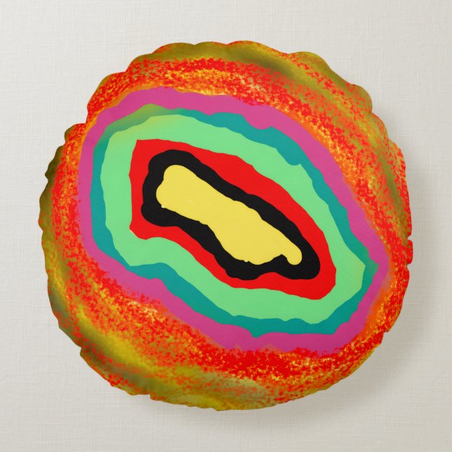ALMOFADA REDONDA ABSTRATO DE ESTILO AFRICANO POR SEXSOX (Frente)