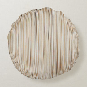 Almofada Redonda Abstrato de linhas castanho-brancas design