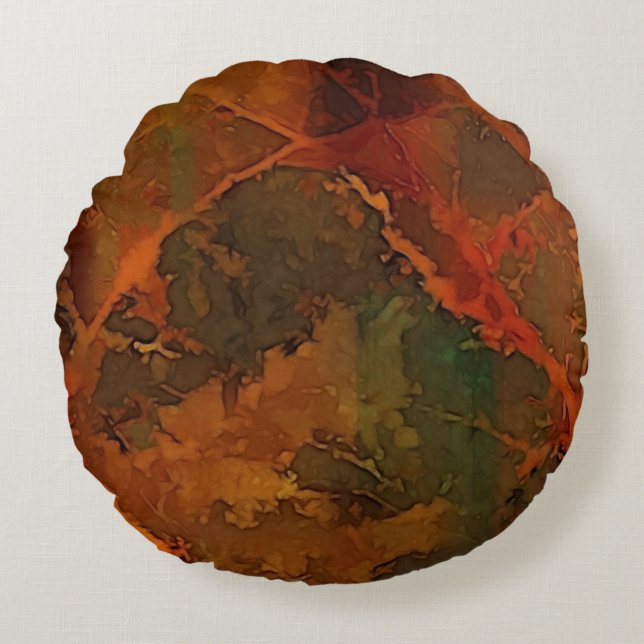 Almofada Redonda Abstrato de outono Profundo (Frente)