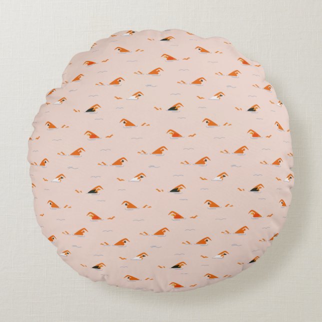Almofada Redonda Abstrato de Verão, Piscina (Frente)