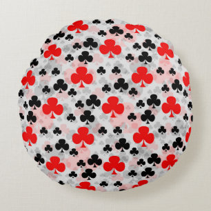 Almofada Redonda Abstrato do Red Black Clover Club - Padrão Design