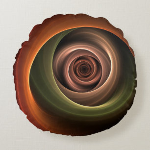 Almofada Redonda abstrato espiral 3D Cores quentes quentes Arte Fra