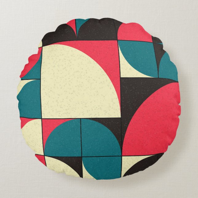 Almofada Redonda Abstrato geométrico, ilustração de arte computacio (Frente)
