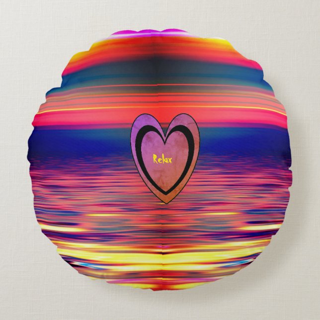 Almofada Redonda Abstrato Horizonte - Travesseiro de Destaque (Frente)