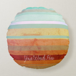 Almofada Redonda Abstrato Landscape Stripes e suas palavras