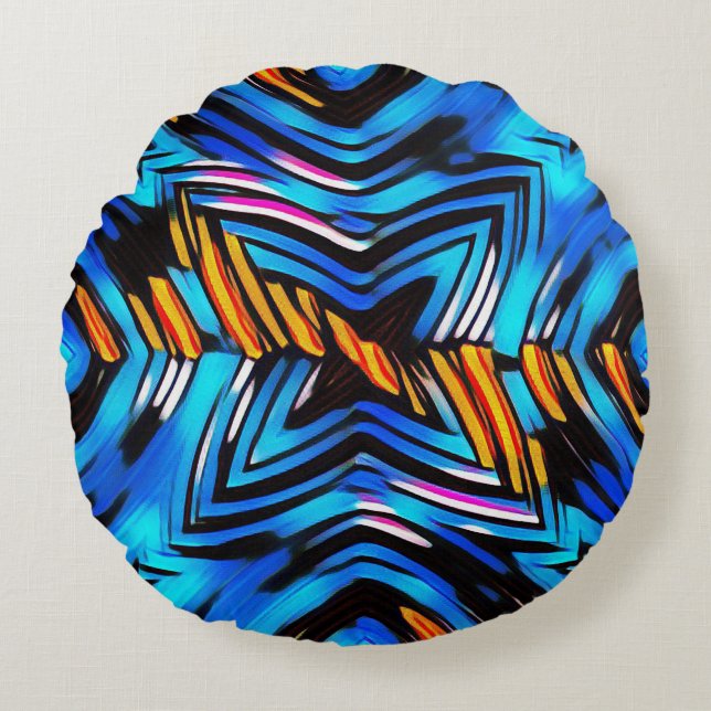 Almofada Redonda Abstrato moderno líquido liquefação moderna ondas  (Frente)