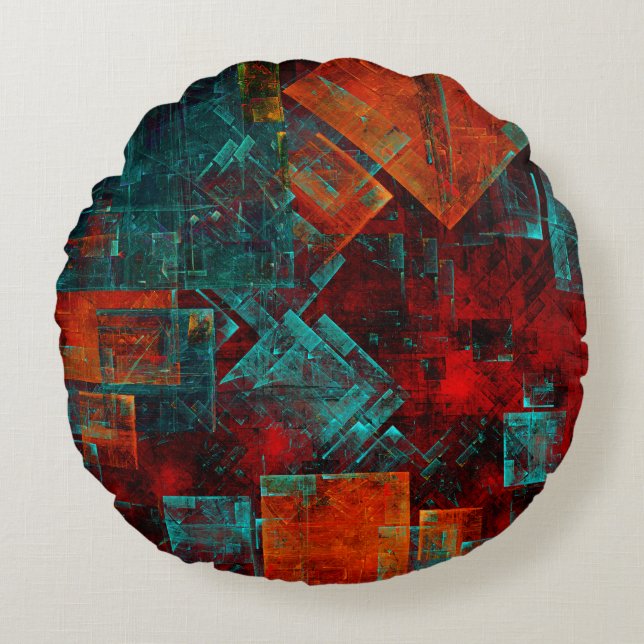 Almofada Redonda Abstrato Moderno Padrão Artístico Legal Colorido (Frente)