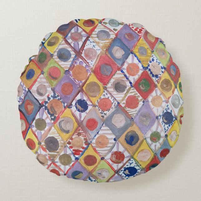 Almofada Redonda Abstrato nº 4 brinca como crianças Pintura (Frente)